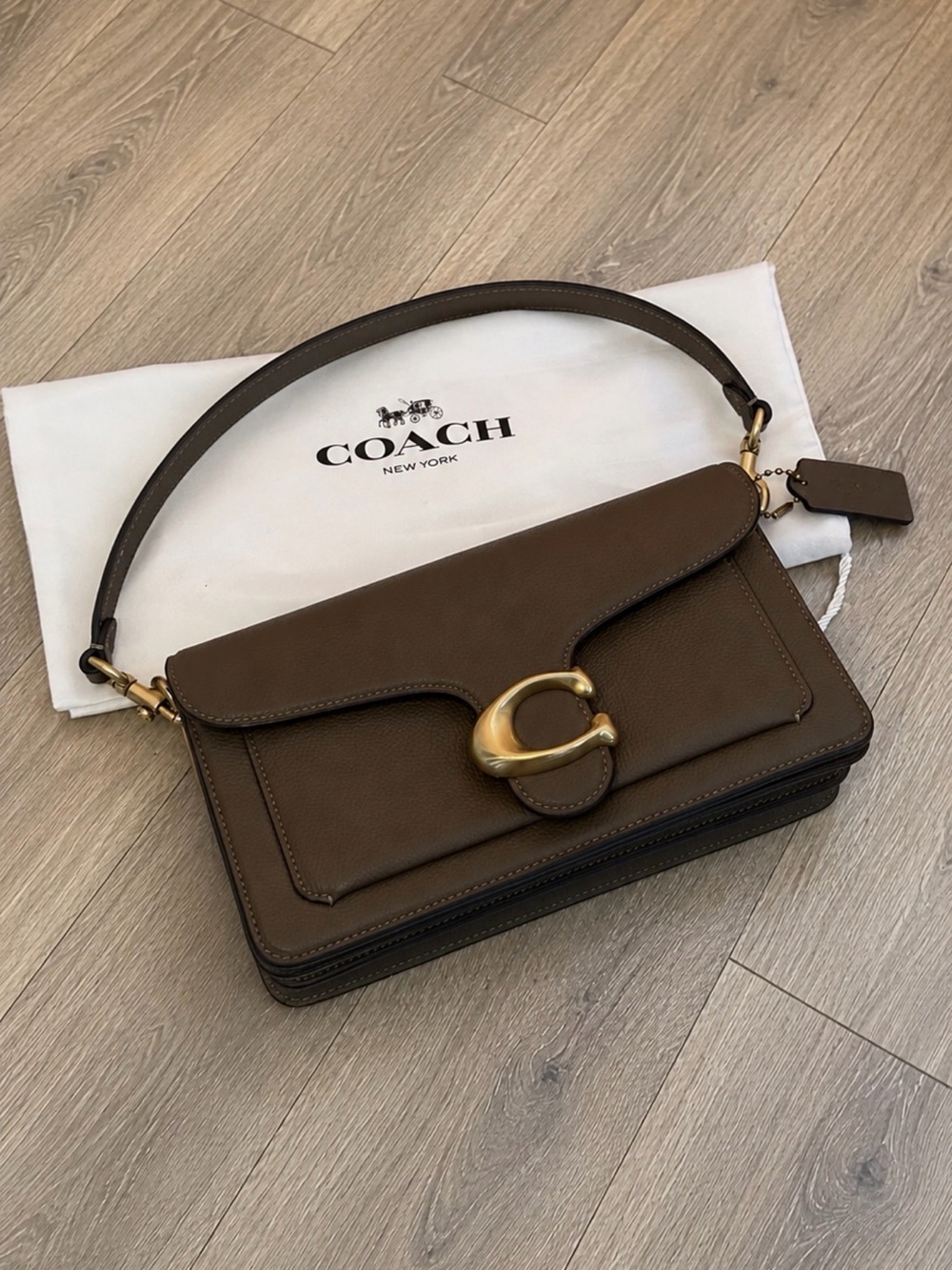 Coach Brown Pebbled Leather Shoulder Bag with Gold C Hardware